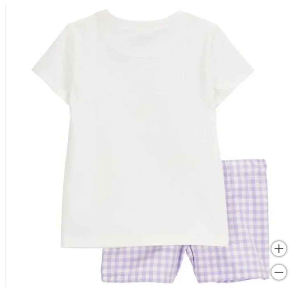 Carters 3pc Outfit Set Toddler Girls 2T Purple Gingham NWT Ruffle Floral Tee